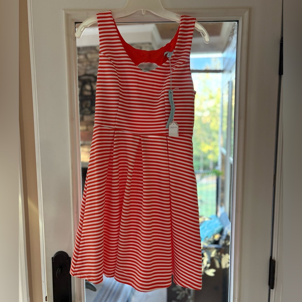 Orange and white she + sky dress